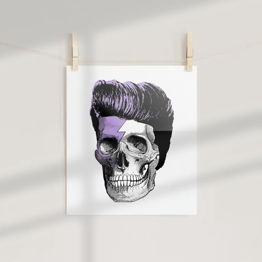 David Bowie Inspired Skull Art Print Poster Decor