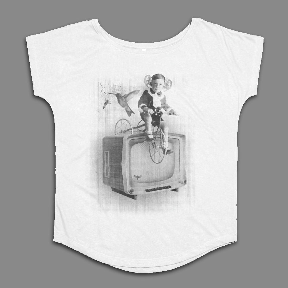 Vintage Bicycle Child on TV White T-Shirt