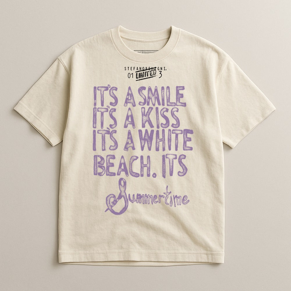 It's a Smile It's a Kiss It's a White Beach T-shirt