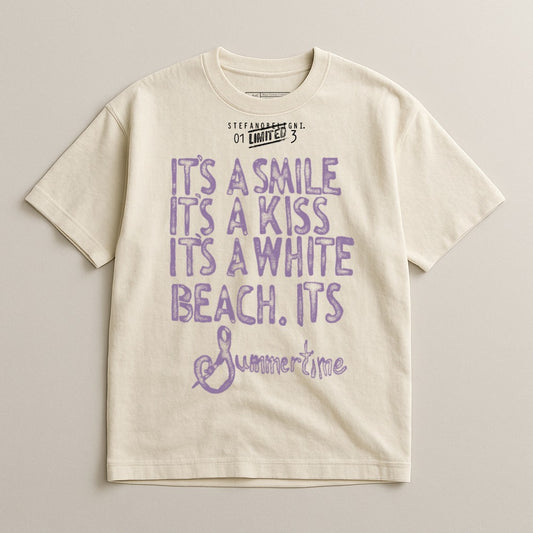 It's a Smile It's a Kiss It's a White Beach T-shirt