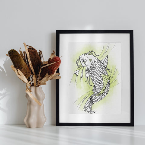 Vibrant Koi Fish Wall Art in Minimalist Frame