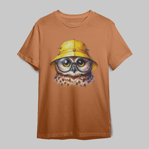 Owl with Yellow Hat Graphic Tee Shirt Product