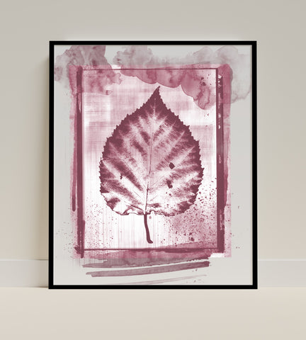 Abstract Maroon Leaf Art Print for Modern Home Decor