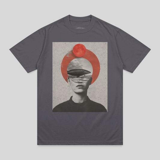 Abstract Human Fish Ocean Red Circle Artwork T-shirt