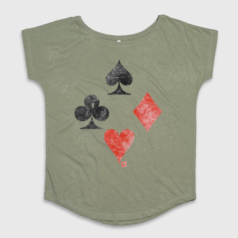 Distressed Playing Cards Suits Design T-Shirt
