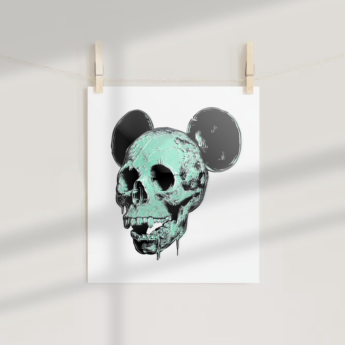 Unique Skull with Mouse Ears Wall Poster for Home Decor
