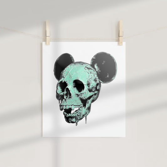 Unique Skull with Mouse Ears Wall Poster for Home Decor