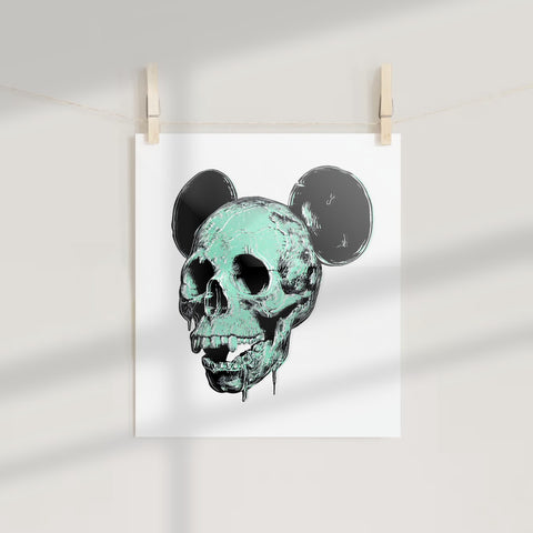 Unique Skull with Mouse Ears Wall Poster for Home Decor