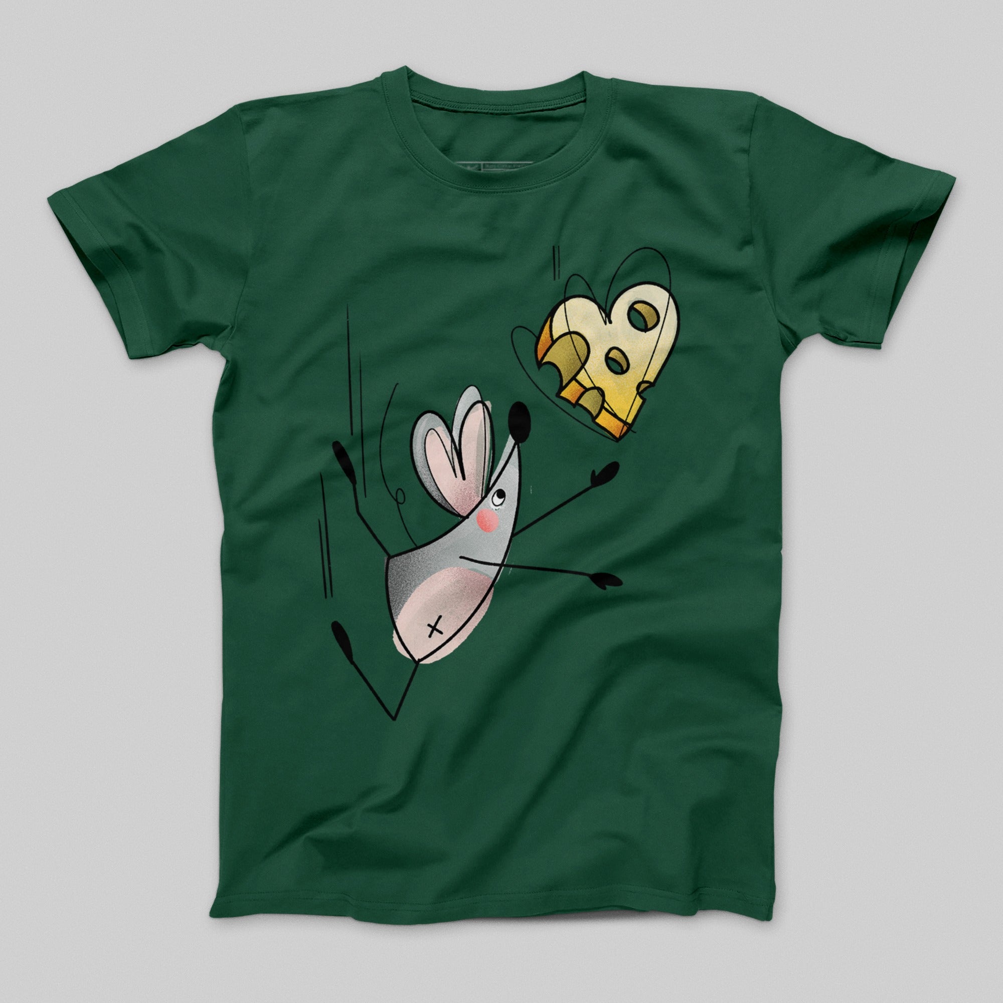 Cartoon Mouse Chasing Cheese Short Sleeve Shirt