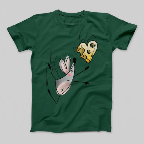 Cartoon Mouse Chasing Cheese Short Sleeve Shirt