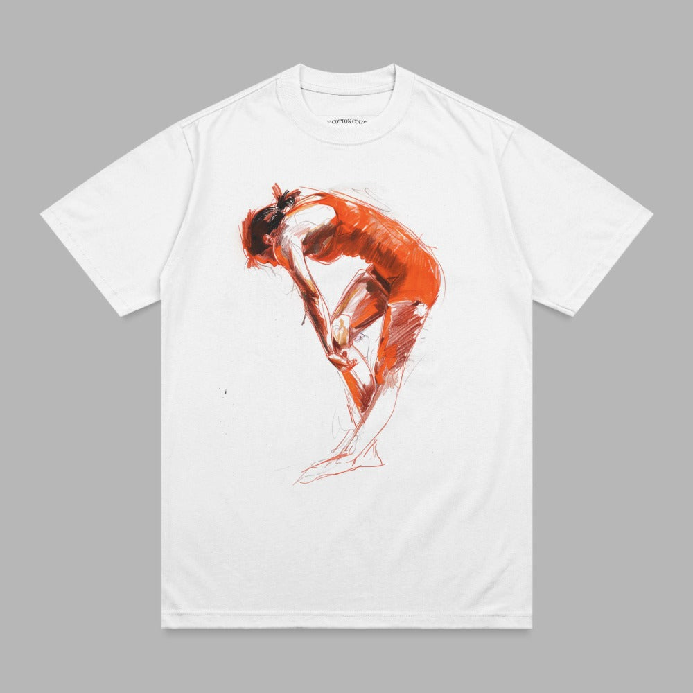 Vibrant Woman Sketch Orange Red Dynamic Figure product type