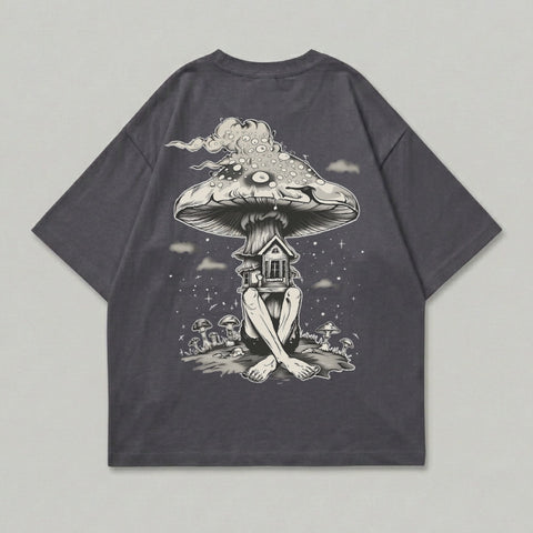 Mystical Mushroom House Figure Dark Graphic T-shirt product type