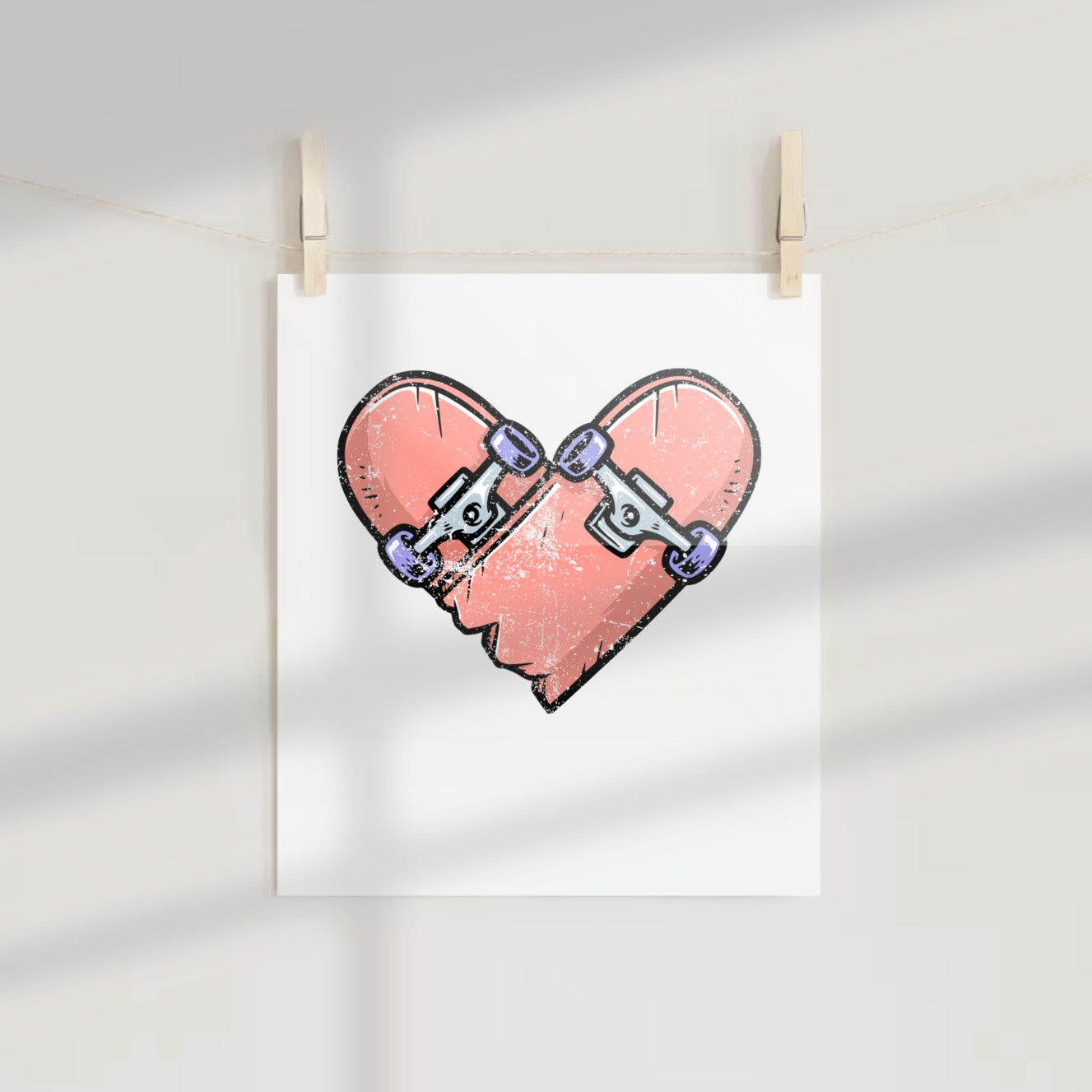 Broken Heart Skateboard Graphic Art Print