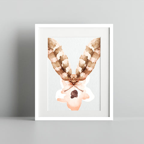 Abstract Watercolor Art Print with Feathers Design