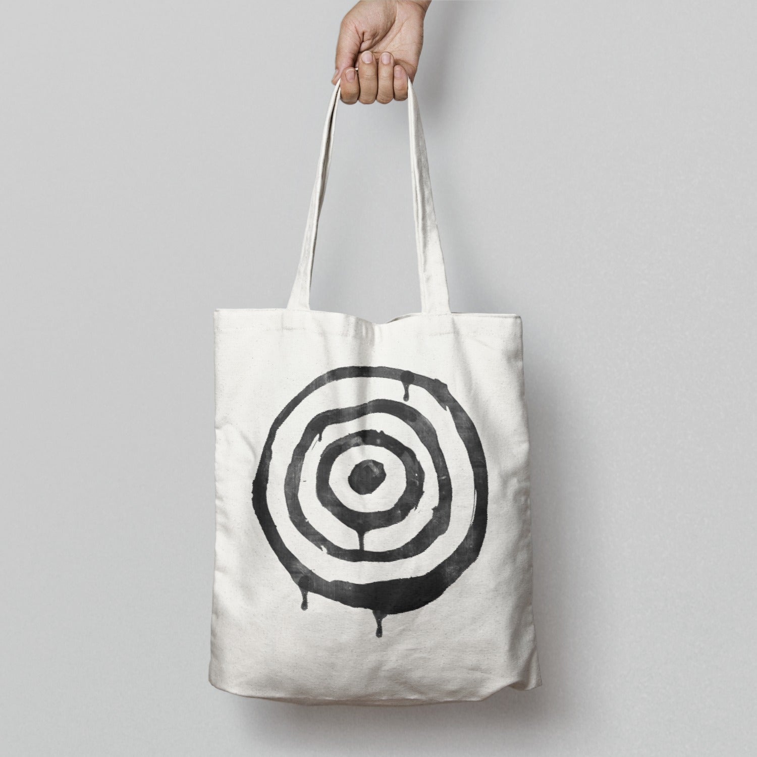 Black and White Dripping Target Design Tote Bag
