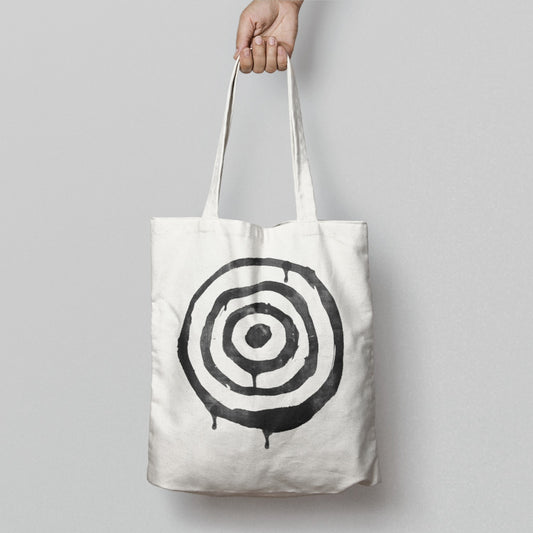 Black and White Dripping Target Design Tote Bag