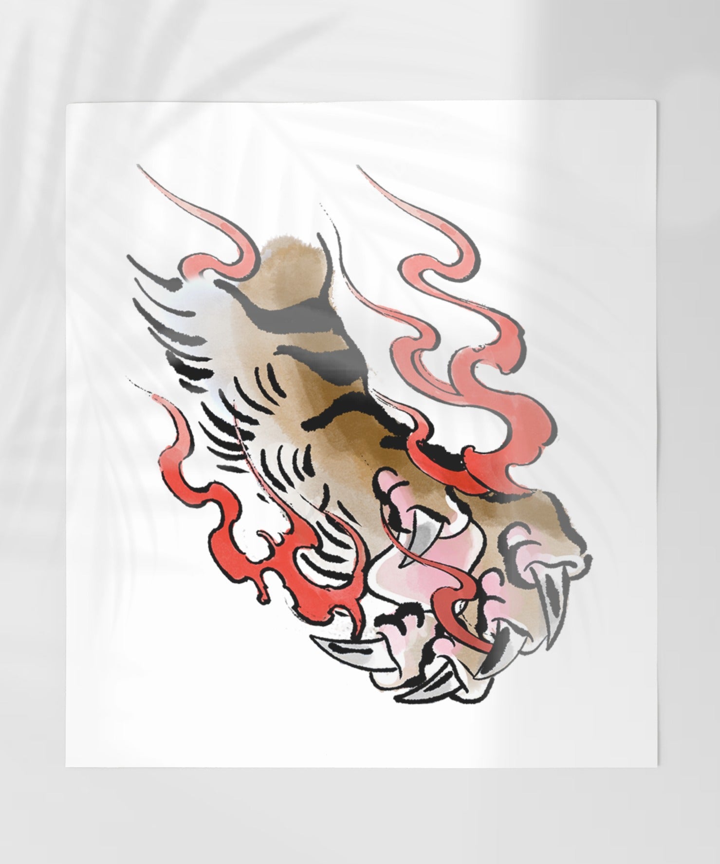 Fierce Tiger Paw with Flames Art Print