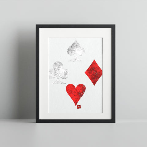 Vintage Playing Card Suit Symbols Print Wall Art Decor