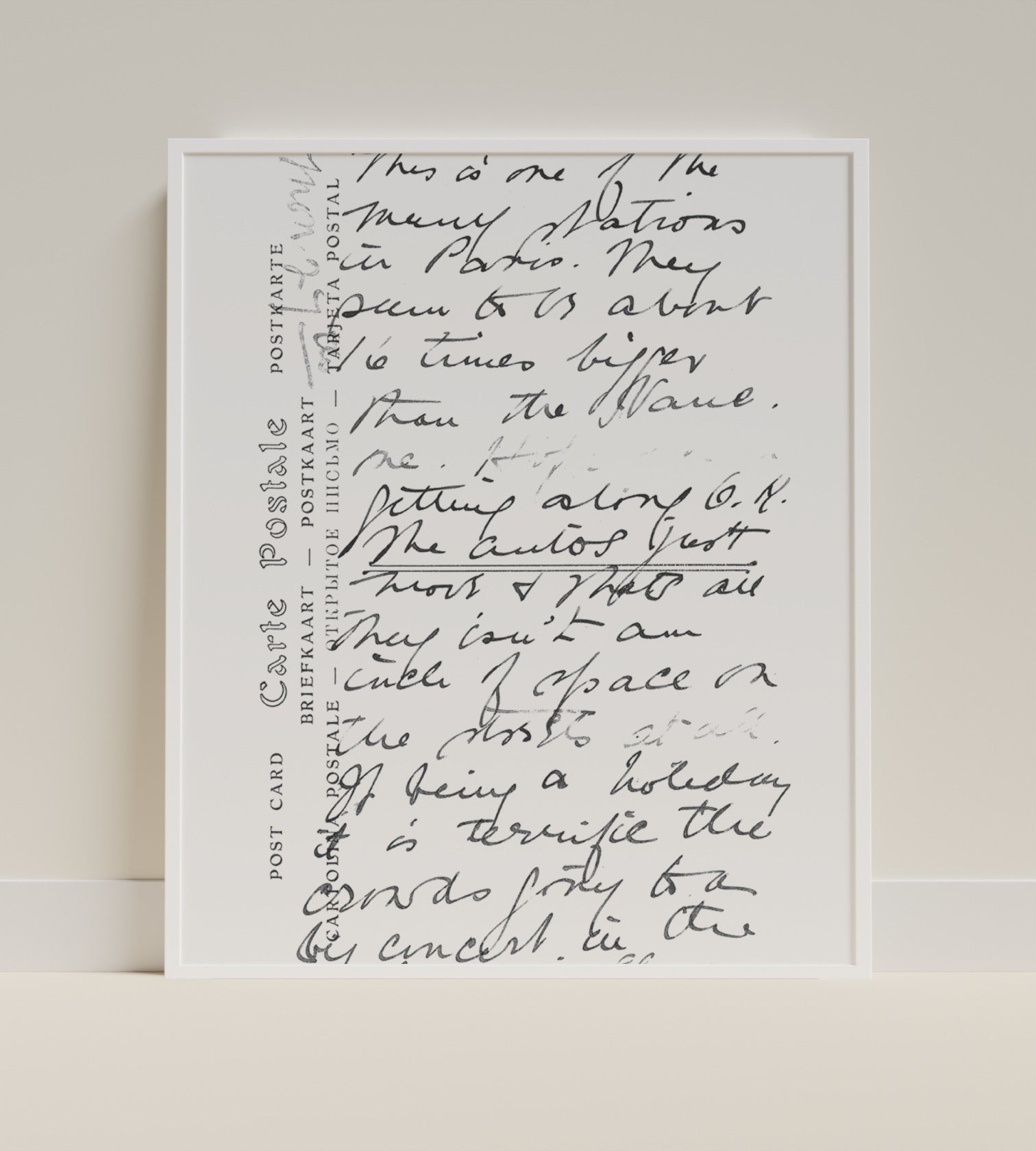 Handwritten Postcard Print Wall Art Decor