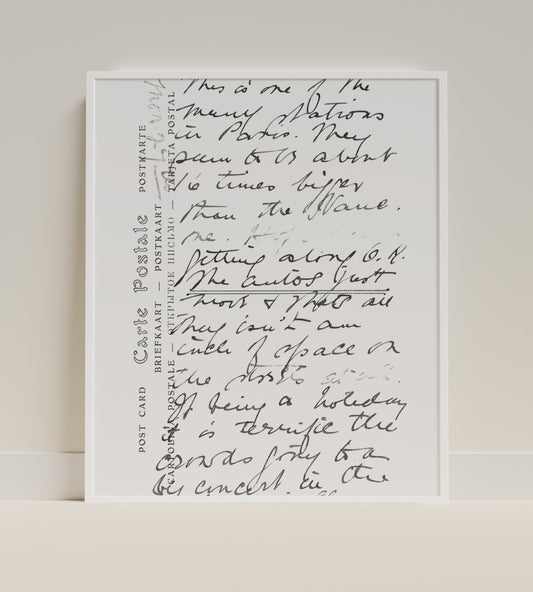 Handwritten Postcard Print Wall Art Decor
