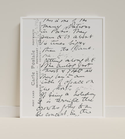 Handwritten Postcard Print Wall Art Decor