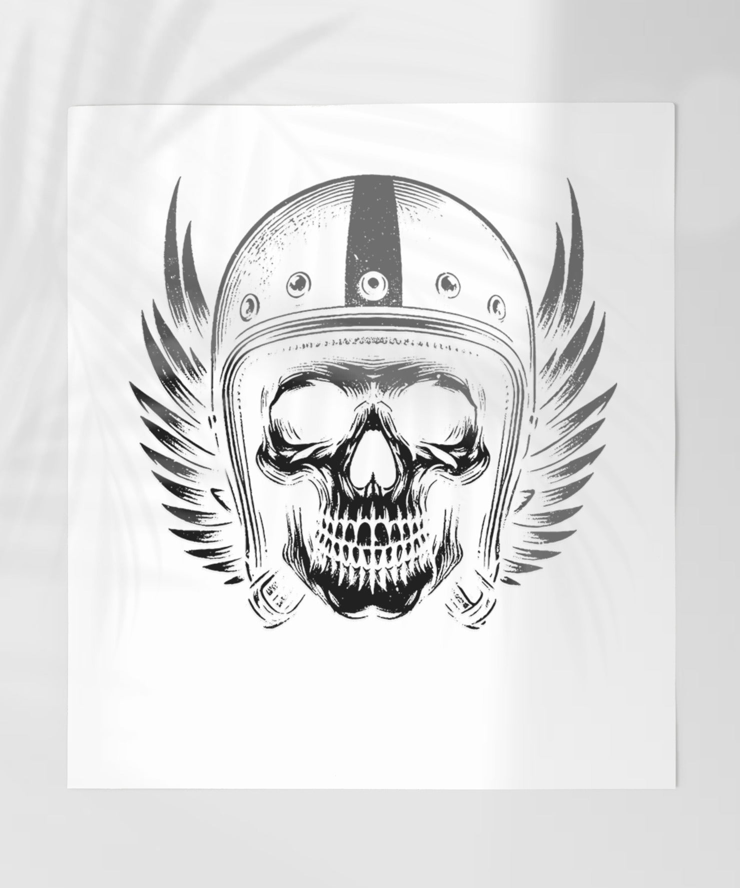 Winged Skull Helmet Design Art Print Poster