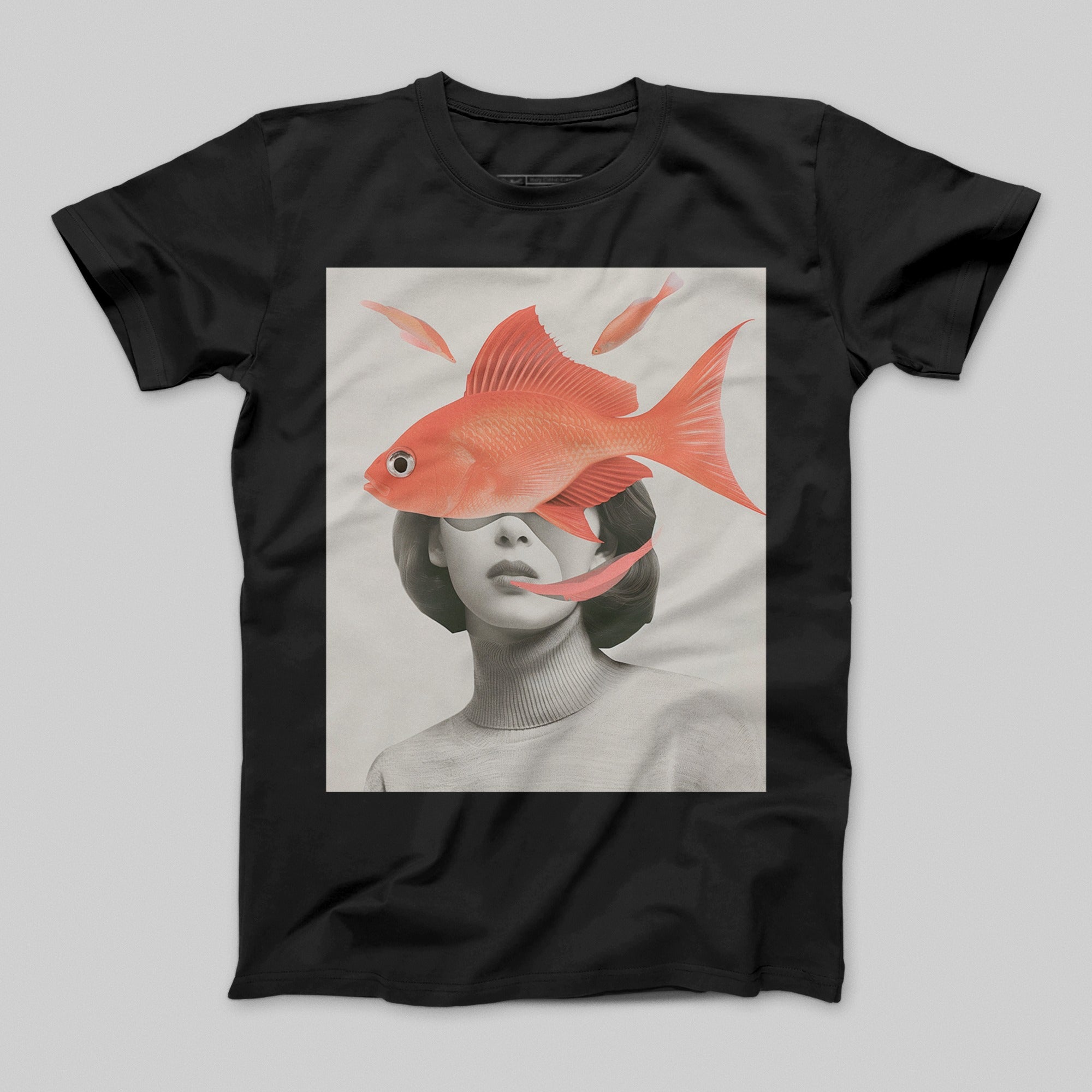 Artistic Surreal Fish and Woman Graphic T-Shirt