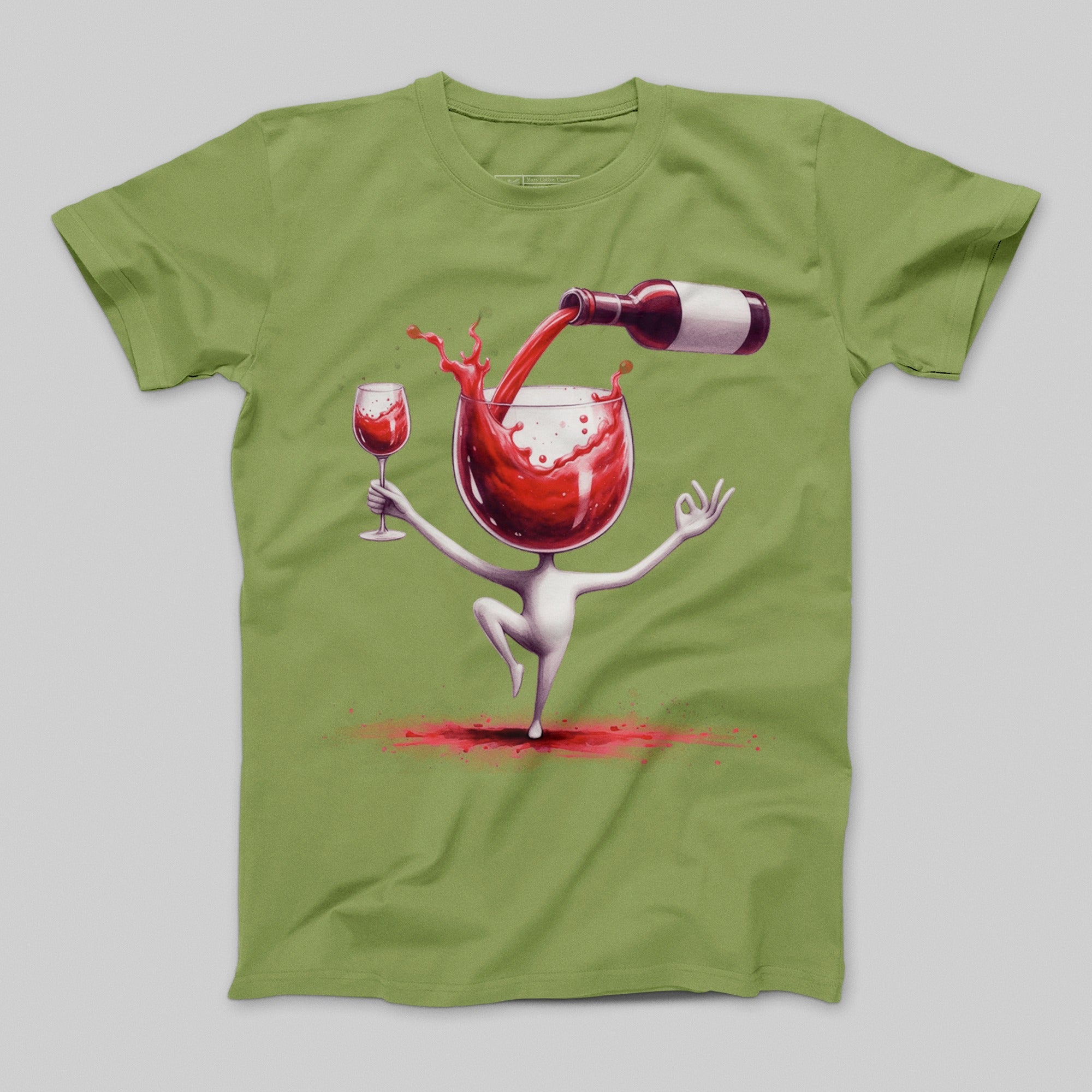 Dancing Wine Glass with Bottle Graphic T-Shirt