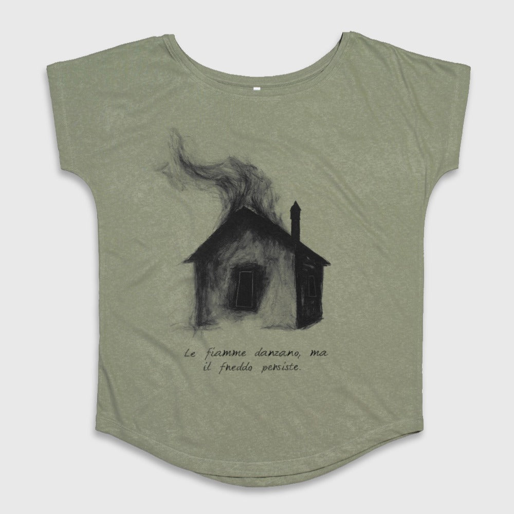 Artistic House Print T-Shirt with Italian Quote
