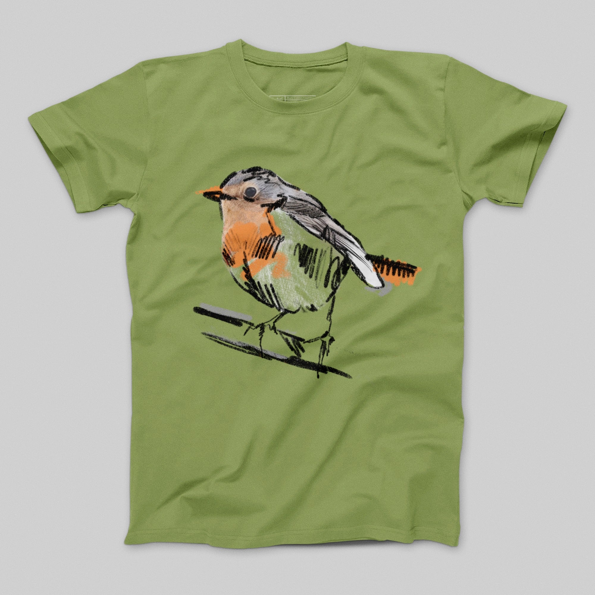 Colorful Hand-Drawn Bird Graphic T-shirt