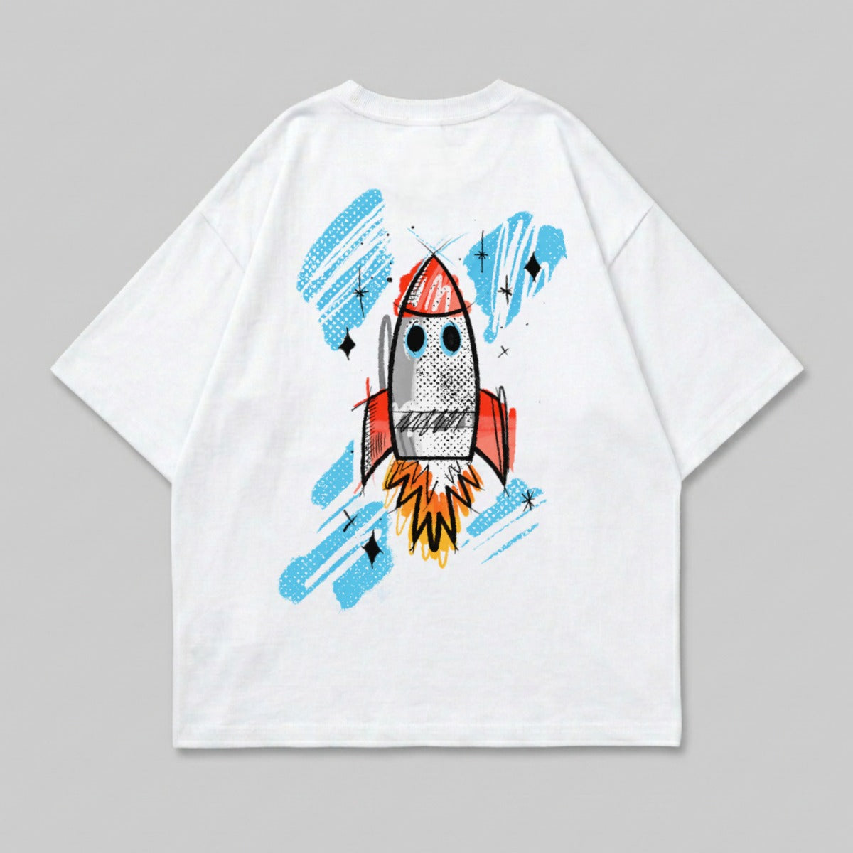 Vibrant Sketch Rocket Graphic Space Exploration Design product type
Rocket Design
Space Theme
Scribble Art
Cartoon Rocket
Kids Fashion
Youth Style
Vibrant Graphic
White Top
Outer Space
Exploration Art
Flying Rocket
Playful Design
Unique Print
SciFi Inspired
Futuristic Look
Spacecraft
Blast Off
Starry Sky
Colorful Print
Abstract Elements