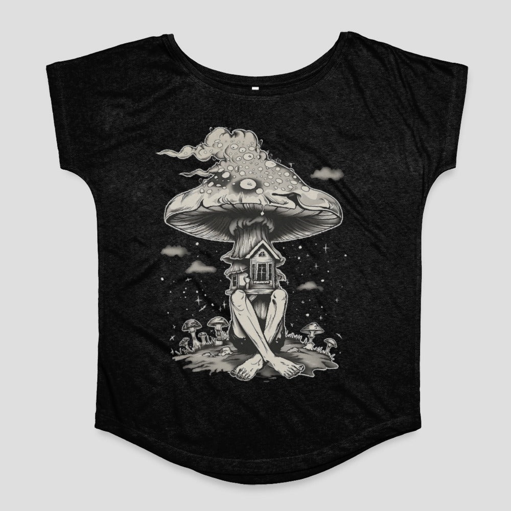 Mystical Mushroom House Graphic T-shirt
