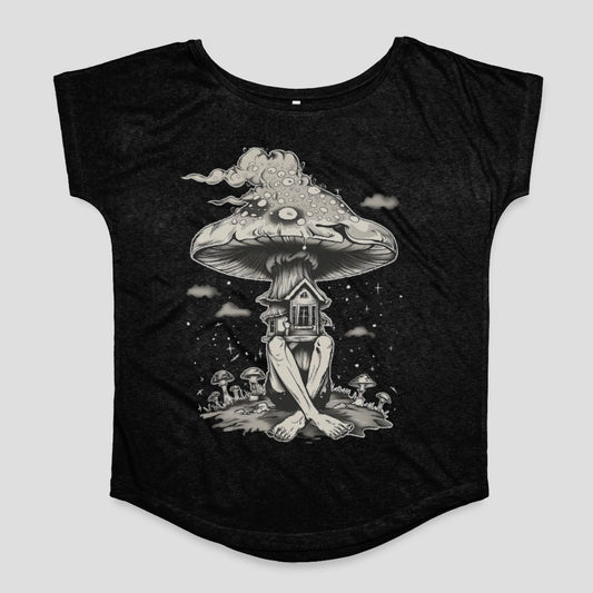 Mystical Mushroom House Graphic T-shirt