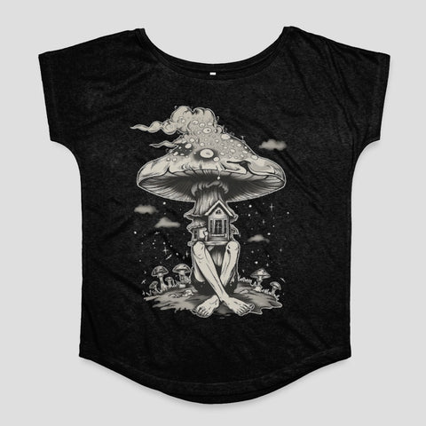 Mystical Mushroom House Graphic T-shirt