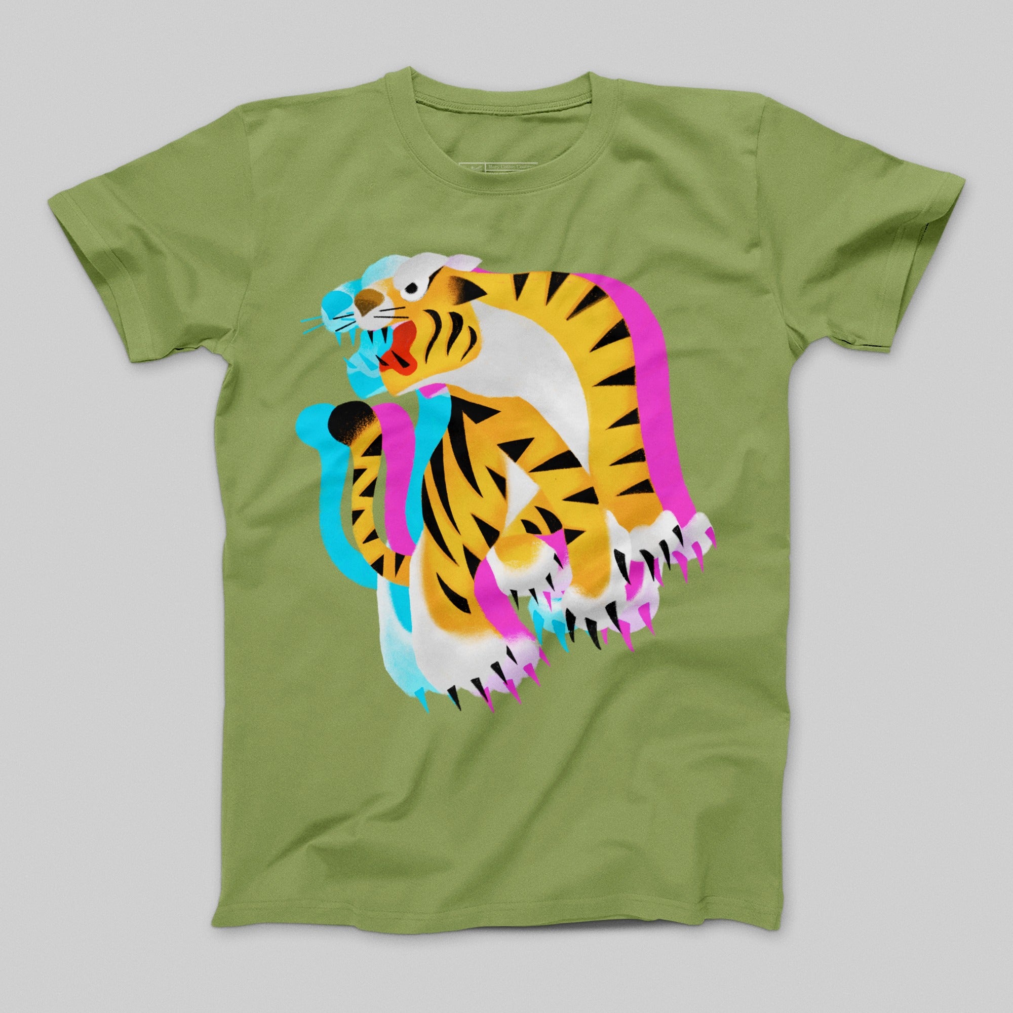 Vibrant Multi-Color Tiger Graphic T-shirt for Adults