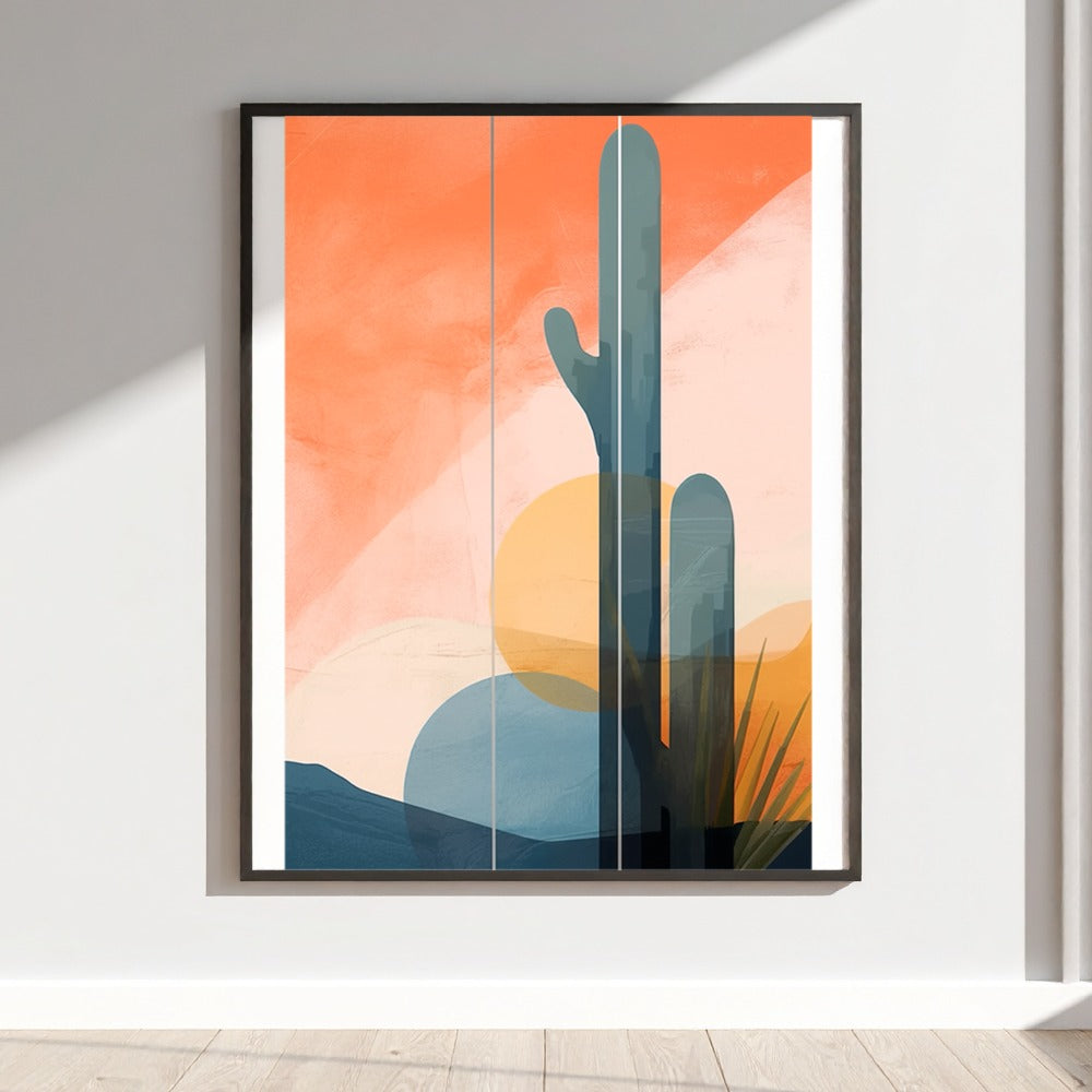 Abstract Desert Cactus Art Print for Modern Home Decor