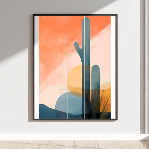 Abstract Desert Cactus Art Print for Modern Home Decor