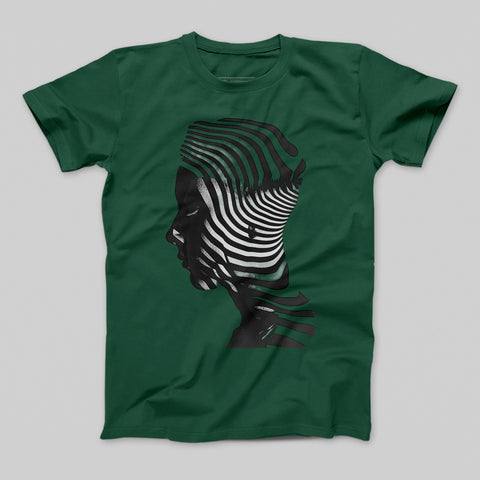Optical Illusion Silhouette Graphic Green Shirt