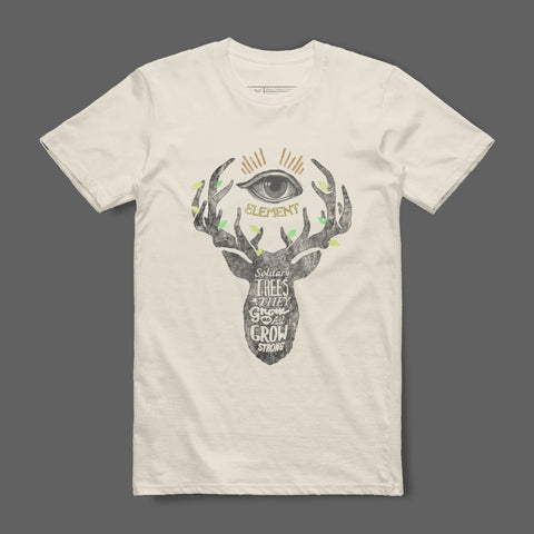 Eye and Deer Antlers Design Solitary Trees Text Tshirt