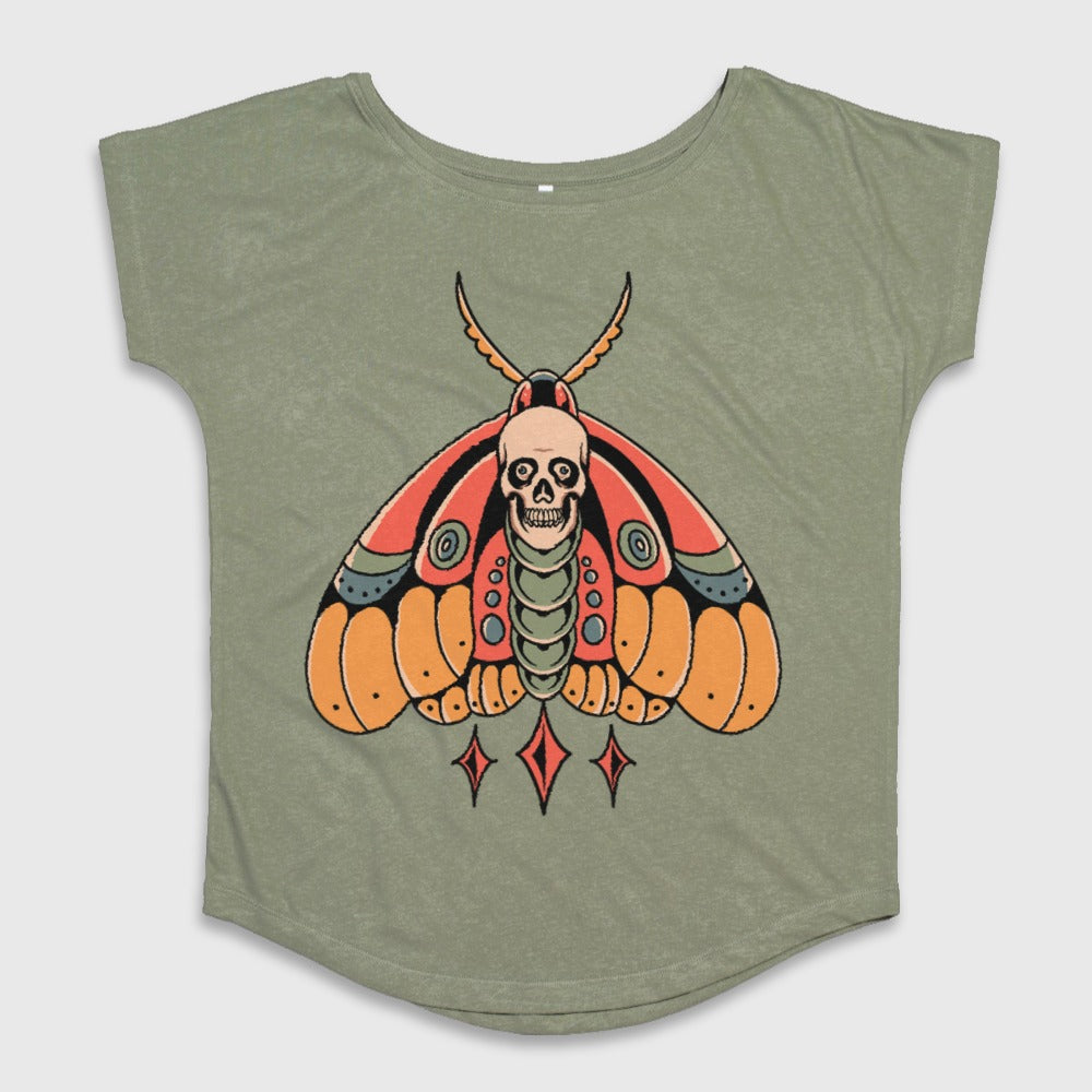 Skull Butterfly Graphic on Olive Top Tee Product