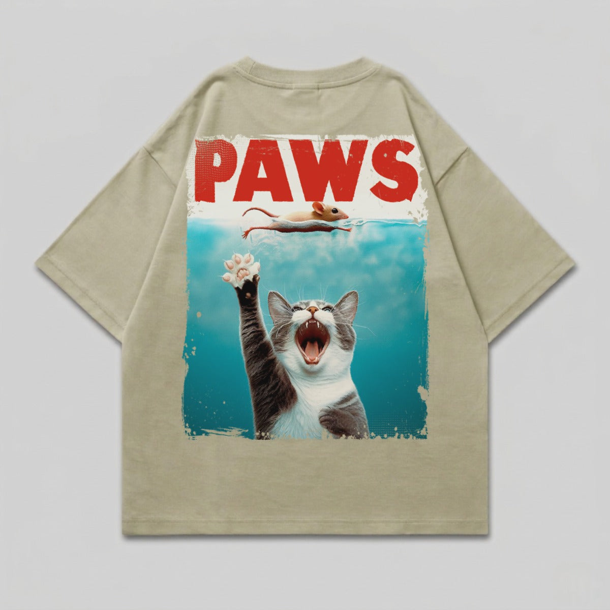 PAWS Cat Mouse Water Humorous Attack T-Shirt Product Type
Cat, Mouse, Paws, Jaws Parody, Funny Cat, Humor, Animal Print, Pet Lover, Graphic Tee, T Shirt, Water Scene, Predator Prey, Cartoon Animal, Novelty Shirt, Attack Design, Retro Style, Feline, Rodent, Unique Design, Casual Wear