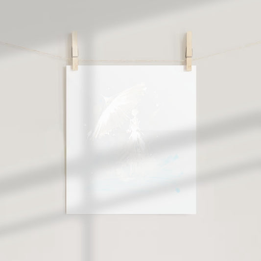 Ethereal Angelic Print with Abstract Background Art