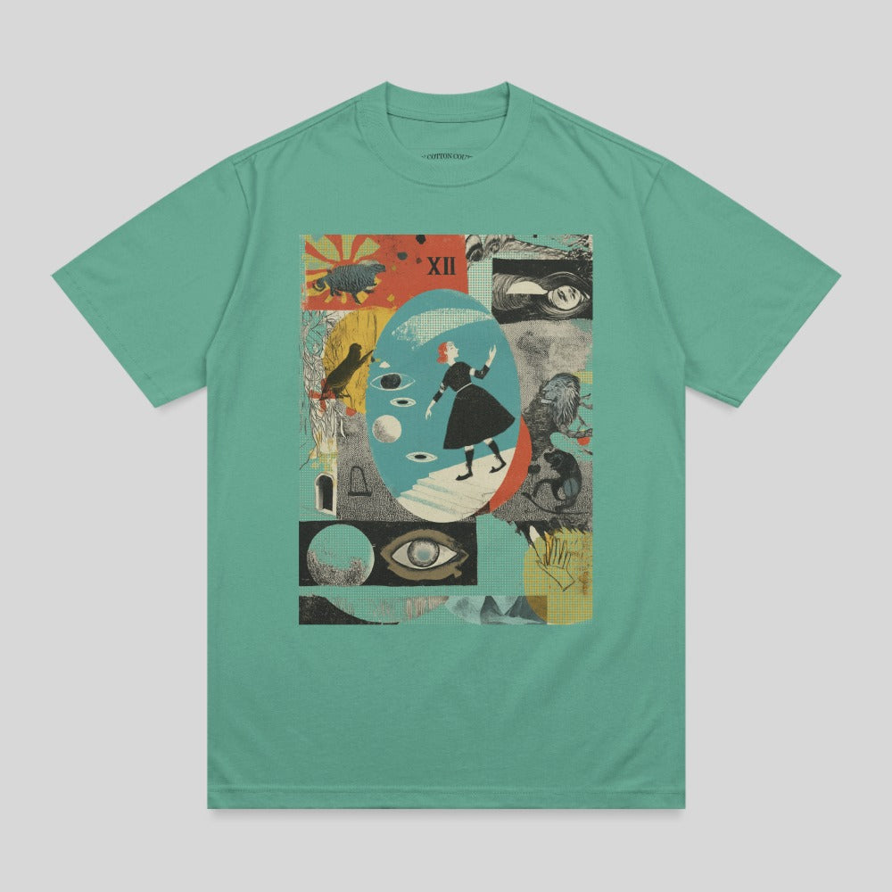 Teal Graphic Woman XII Eyes Creatures Surreal Dreamscape T-shirt