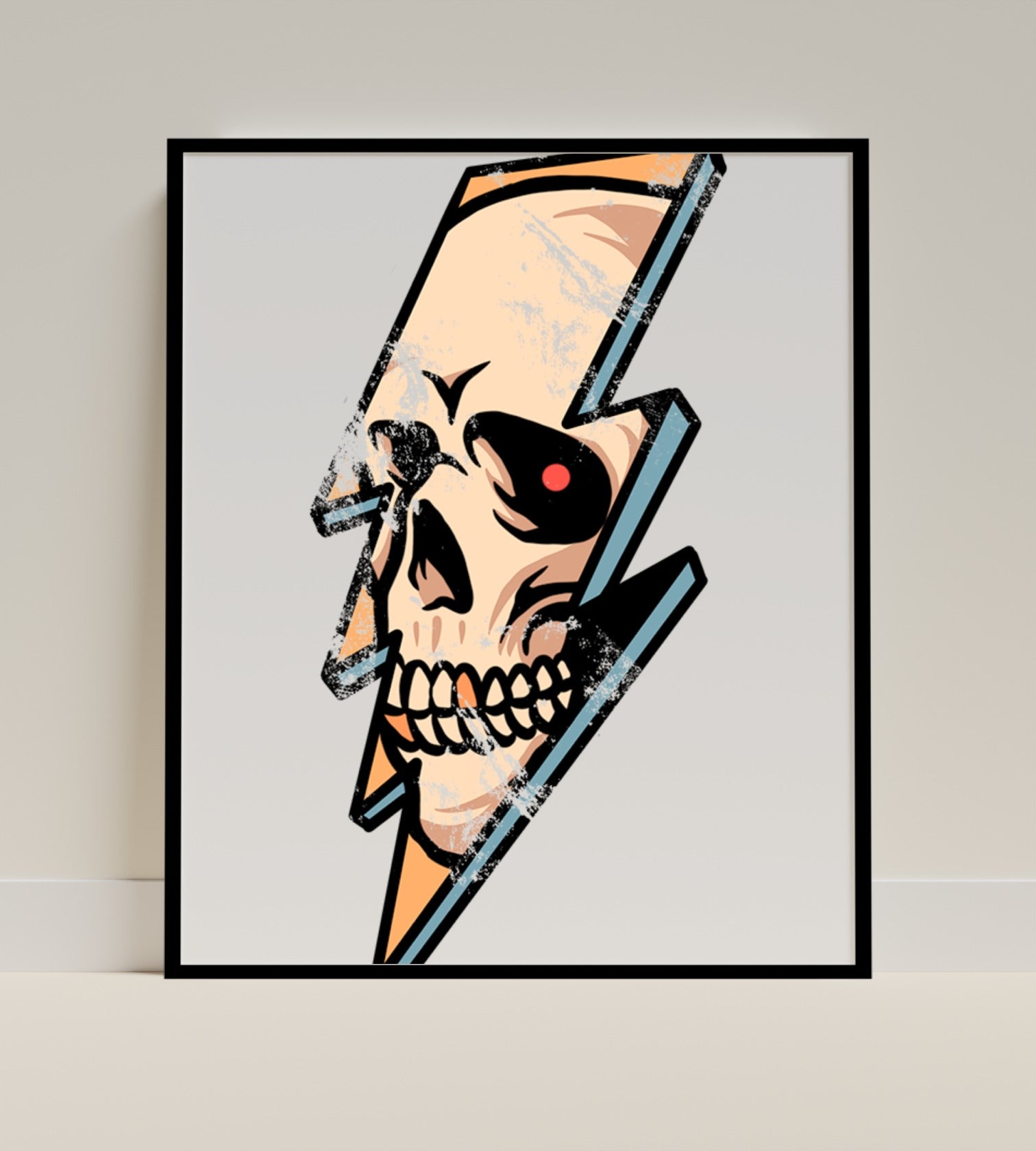 Electrifying Skull Art Print Wall Decor