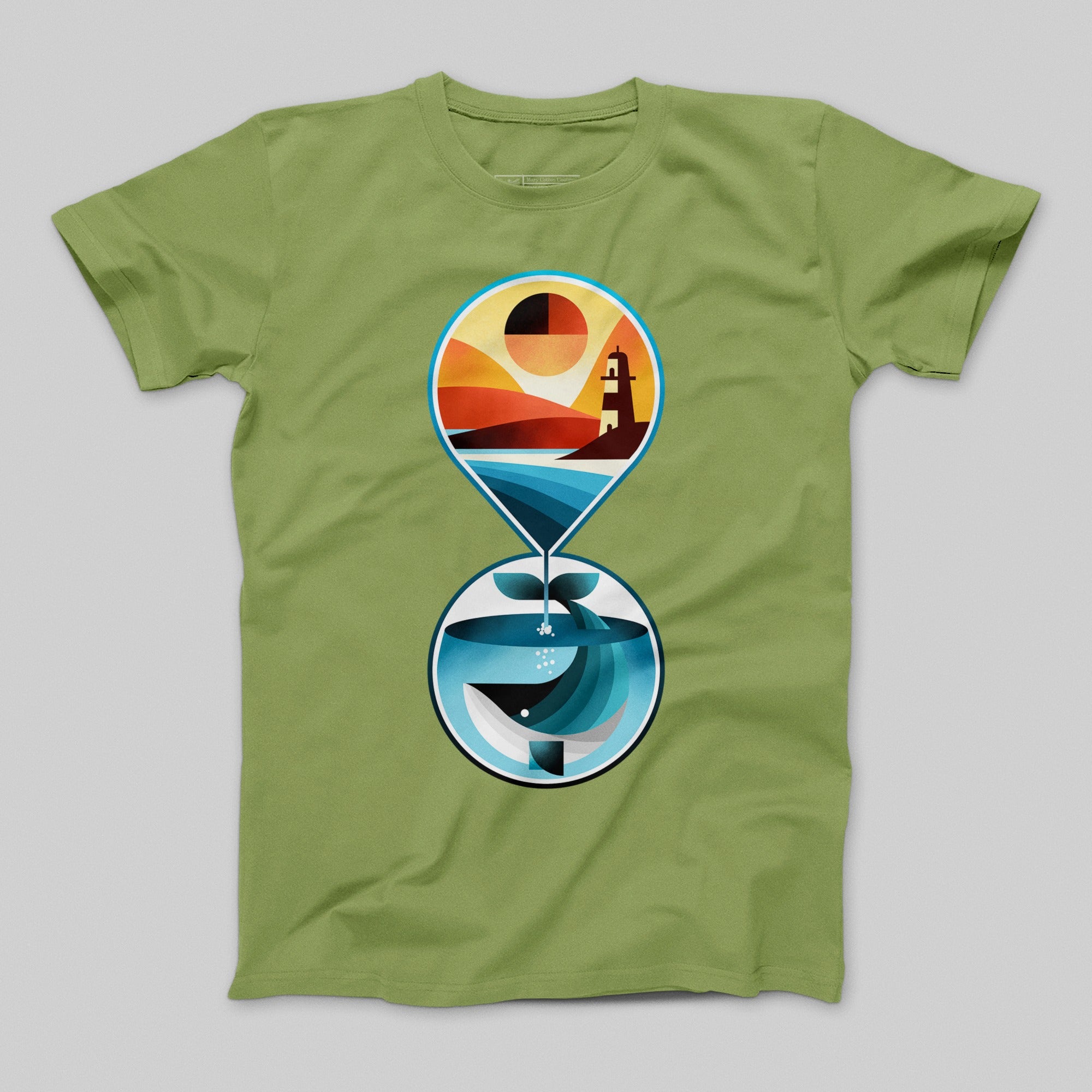 Artistic Lighthouse and Ocean Hourglass T-Shirt