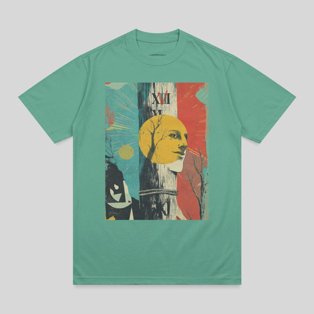 Abstract graphic face XII Roman numerals sun art product type