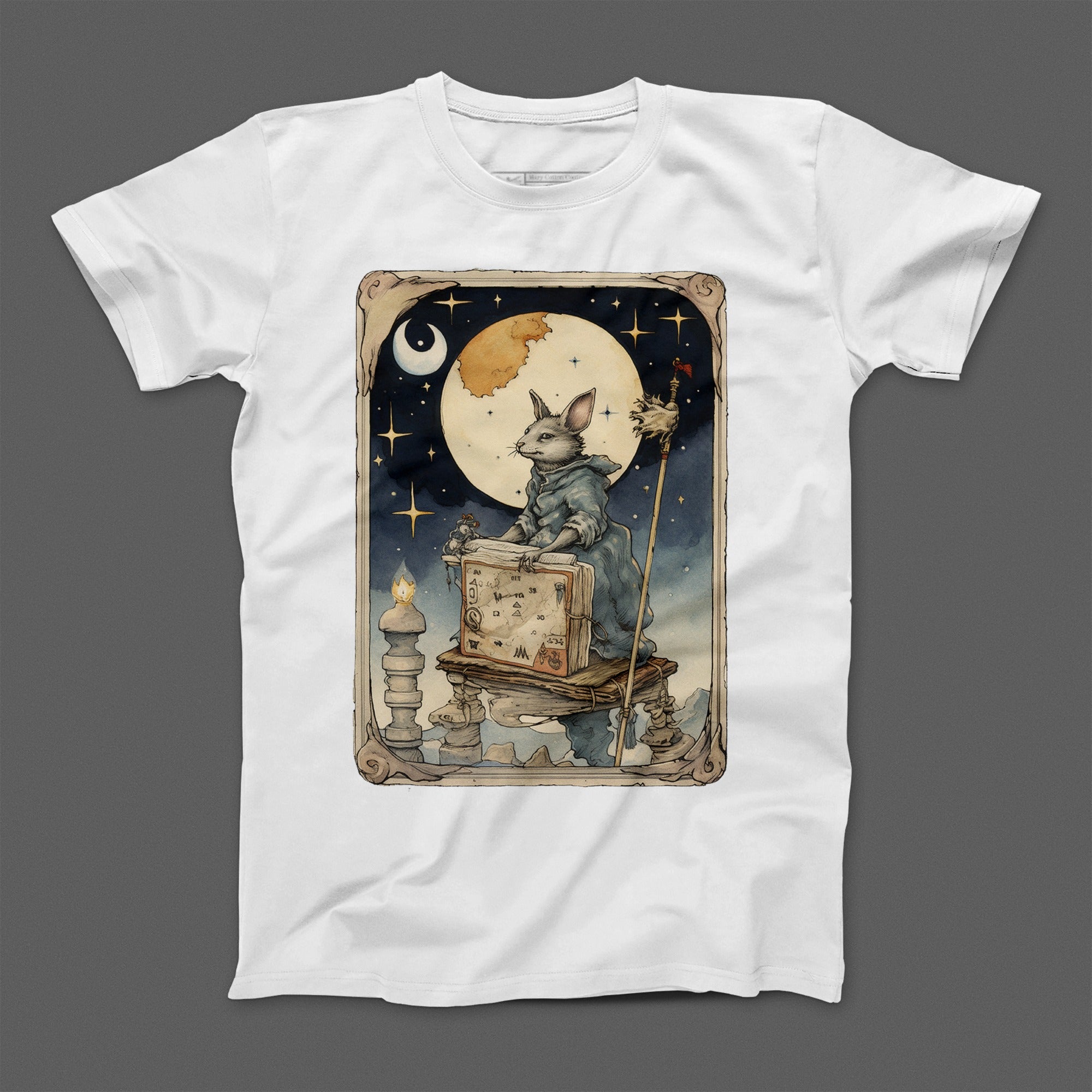 Mystical Bunny Print Under Moonlight T-Shirt