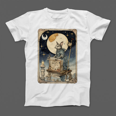 Mystical Bunny Print Under Moonlight T-Shirt