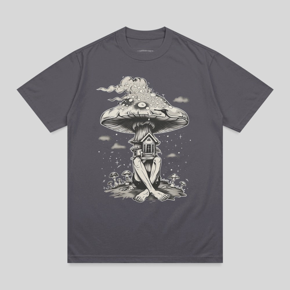 Trippy Mushroom House Figure Stars T-shirt product type