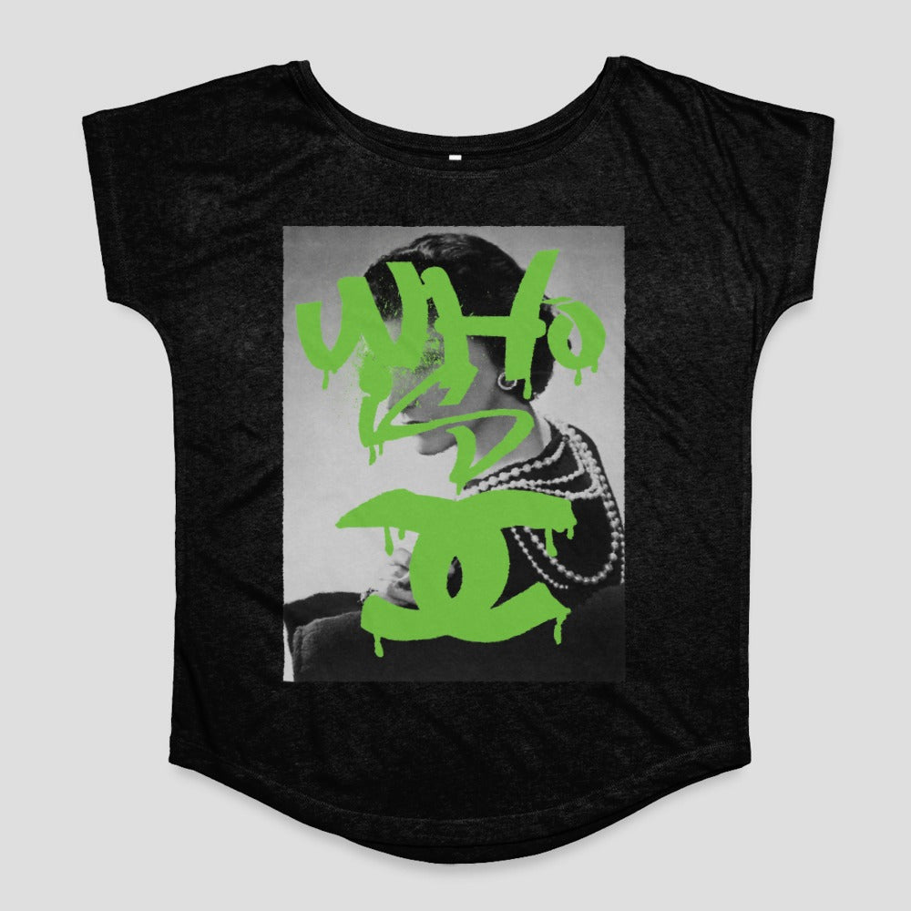 Who Is She Green Graphic Print T-Shirt